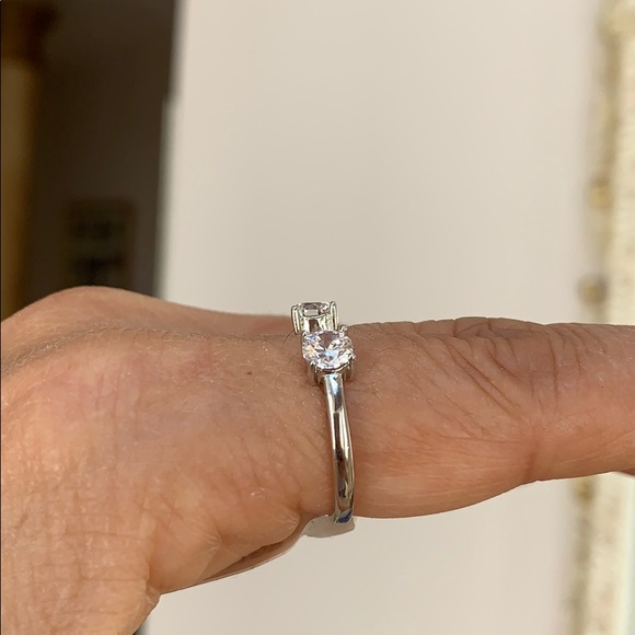 Sterling Silver Cuff Cubic zirconia Ring Band - Picture 2 of 8